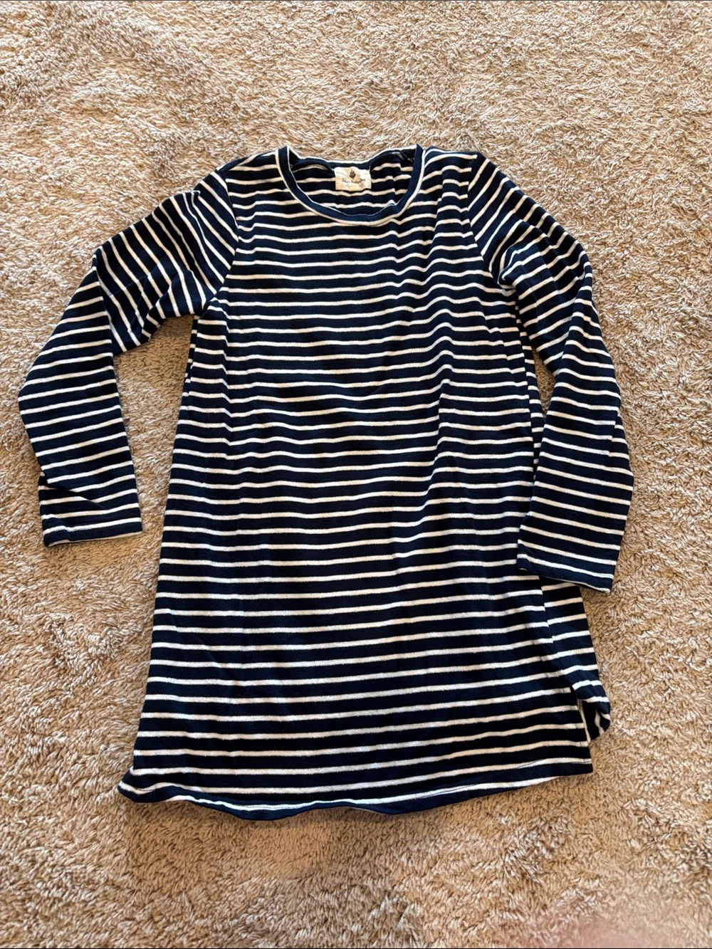 LAST CHANCE! Navy & White Stripe Heavyweight Long-Sleeve Top